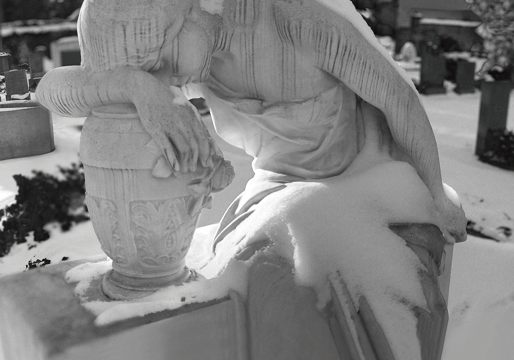 Schnitt – (sleeping in the golden section, detail) -Dorotheenstadt cemetery Berlin (color b&w light) b&w light Giclee Hahnemuhle Photorag